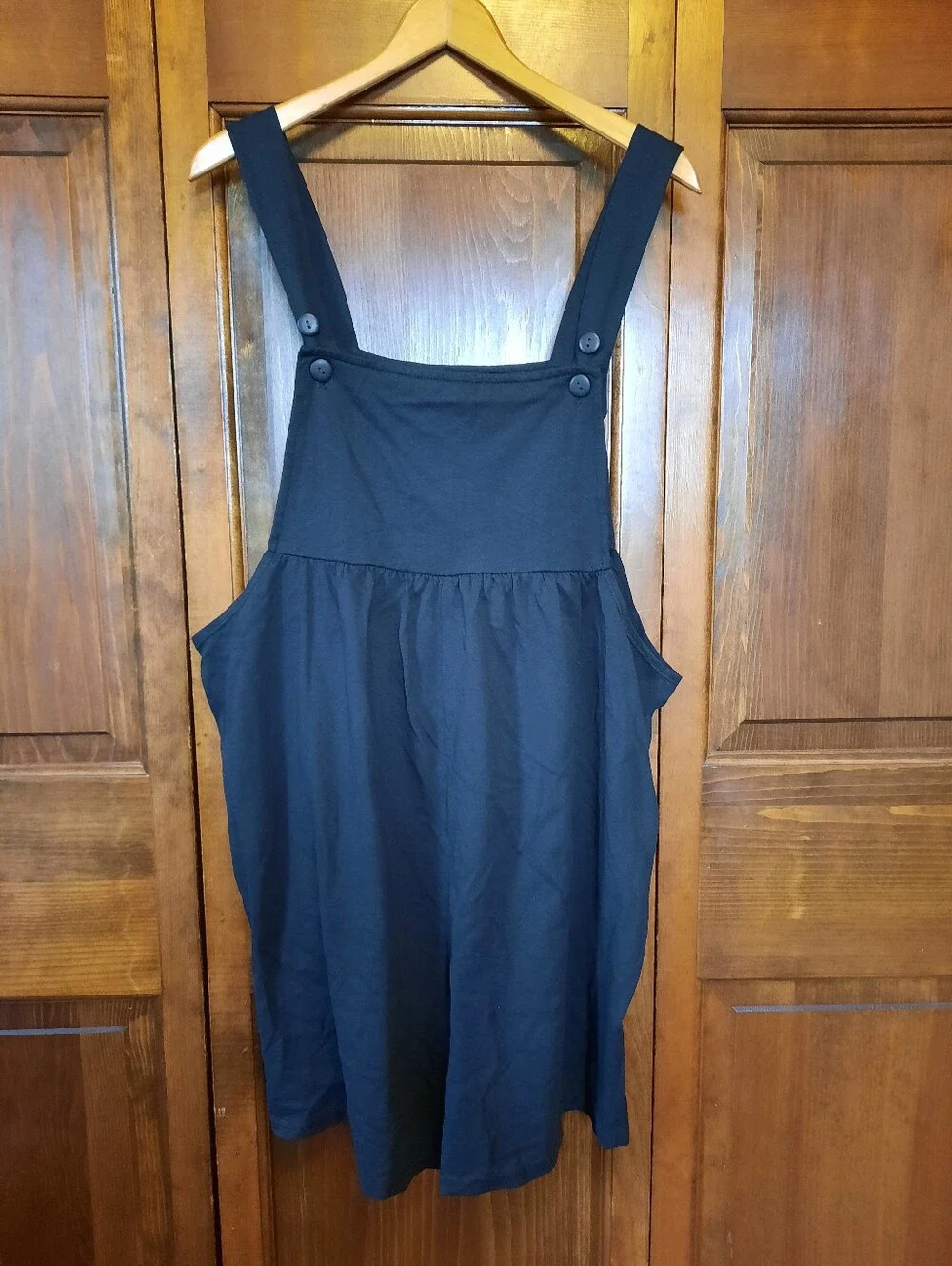 Vintage 90s Duo Maternity Cotton Blend Black Short Overalls Size 1X
